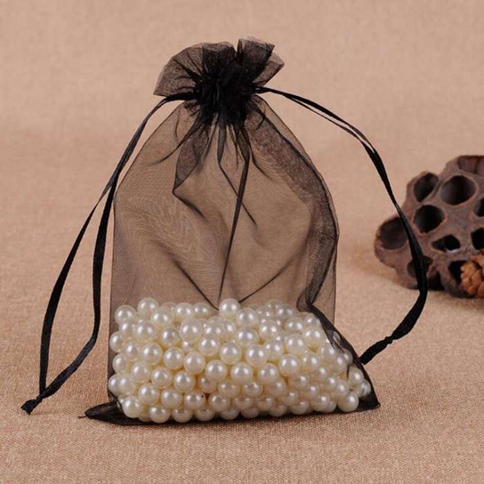 100 PCS Gift Bags Jewelry Organza Bag Wedding Birthday Party Drawable Pouches, Gift Bag Size:9X12cm(