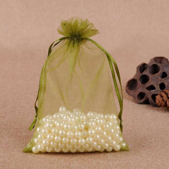 100 PCS Gift Bags Jewelry Organza Bag Wedding Birthday Party Drawable Pouches, Gift Bag Size:9X12cm(