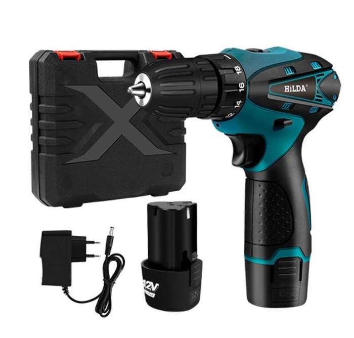 HILDA Electric Drill Cordless Screwdriver Lithium Battery Mini Drill Cordless Screwdriver Power Tool