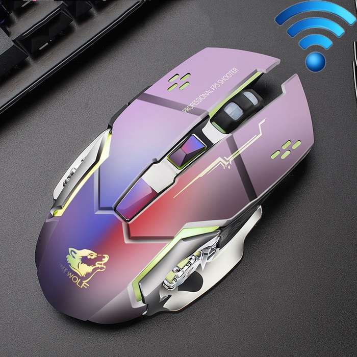 FREEDOM-WOLF X8 2400 DPI 6 Keys 2.4G Wireless Charging Silent Luminous Gaming Mechanical Mouse(Black