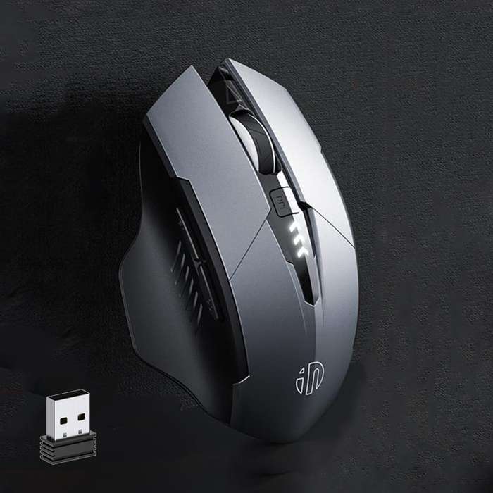 Inphic A1 6 Keys 1000/1200/1600 DPI Home Gaming Wireless Mechanical Mouse, Colour: Gray Wireless+Blu