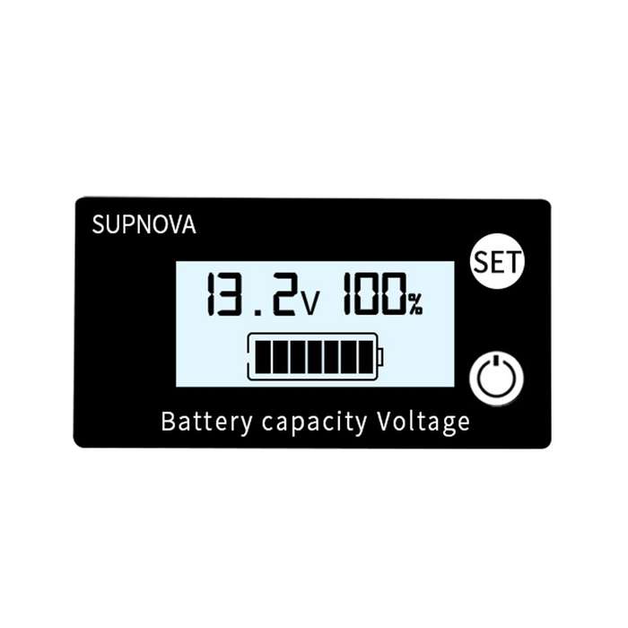 SUPNOVA DC 8-100V Battery Capacity Indicator Voltmeter Voltage Gauge,Style: White + Alarm + Temperat