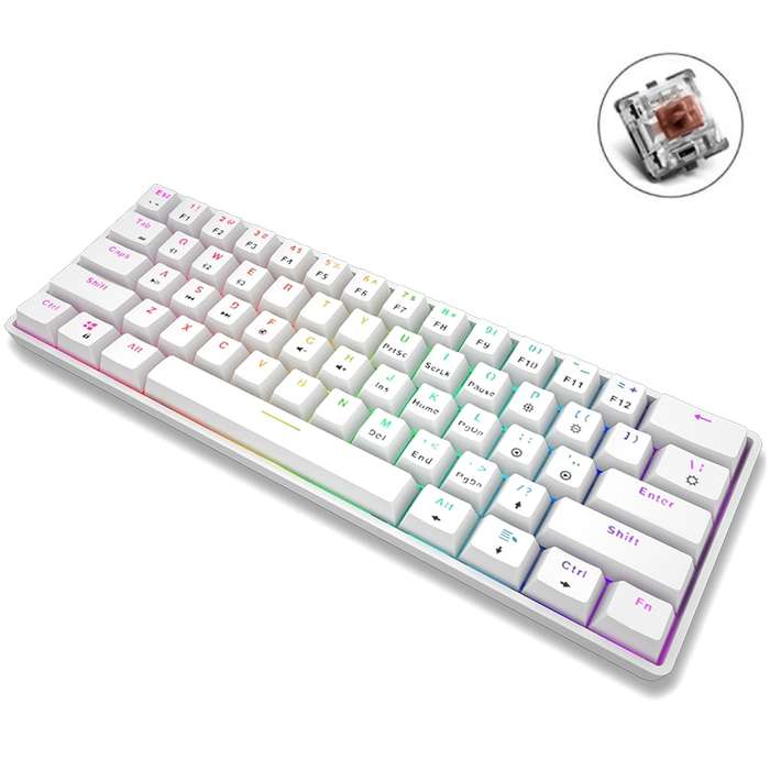 LEAVEN K28 61 Keys Gaming Office Computer RGB Wireless Bluetooth + Wired Dual Mode Mechanical Keyboa