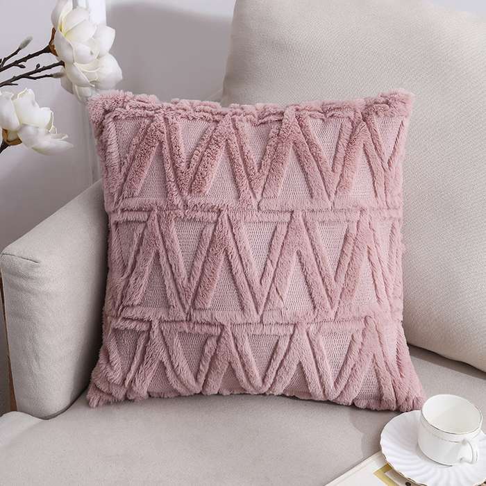 Double-Sided Plush Pillow Home Sofa Cushion Pillowcase, Size: 45x45cm Without Core(White Riling)