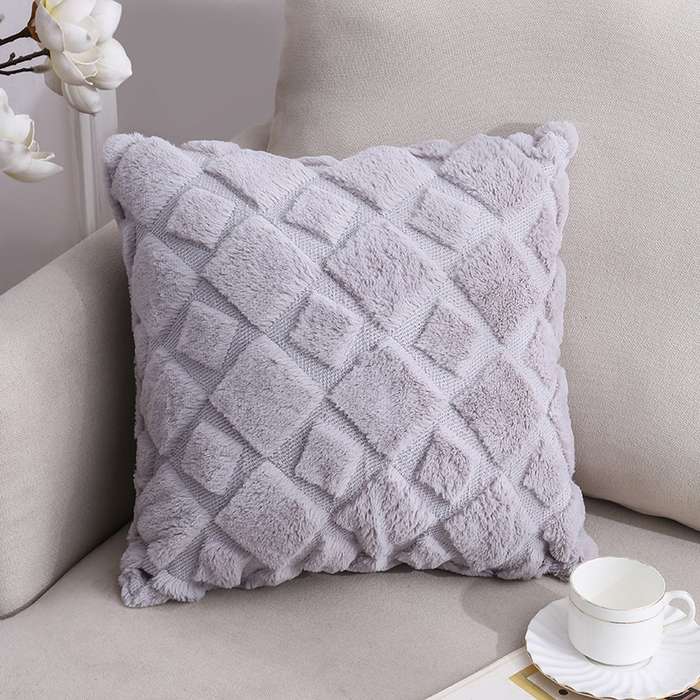 Double-Sided Plush Pillow Home Sofa Cushion Pillowcase, Size: 45x45cm Without Core(White Riling)