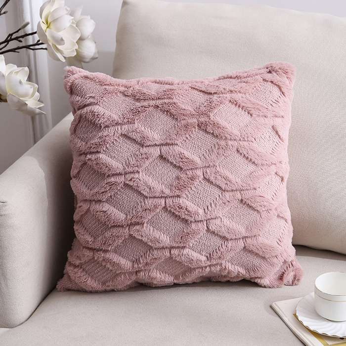 Double-Sided Plush Pillow Home Sofa Cushion Pillowcase, Size: 45x45cm Without Core(White Riling)