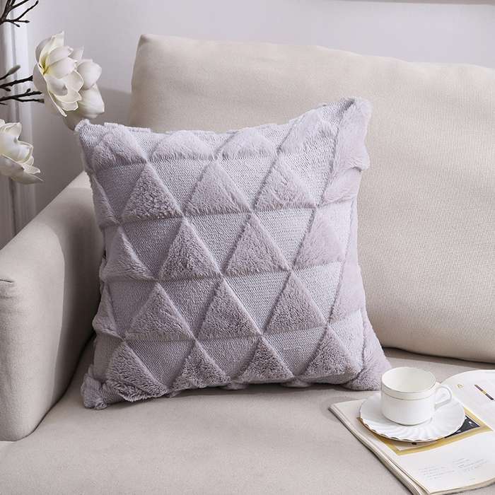 Double-Sided Plush Pillow Home Sofa Cushion Pillowcase, Size: 45x45cm Without Core(White Riling)