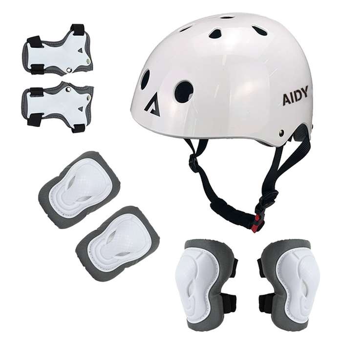 AIDY 7 In 1 Children Roller Skating Sports Protective Gear Set(Dumb Purple)