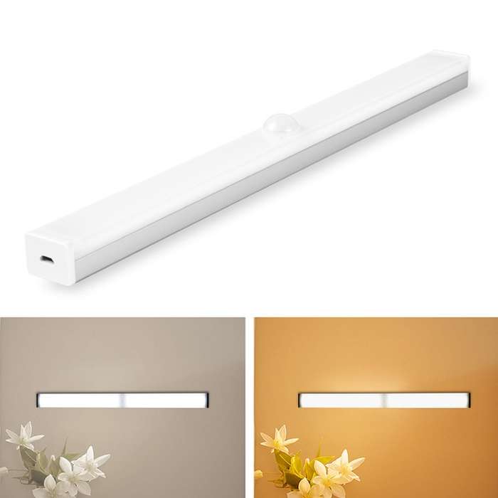 LED Human Body Induction Lamp Long Strip Charging Cabinet Lamp Strip, Size: 10cm(Silver and White Li