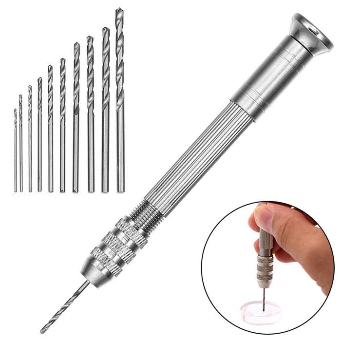 Steel Pick + 10 Drills Aluminum Slloy Hand Drill Punch