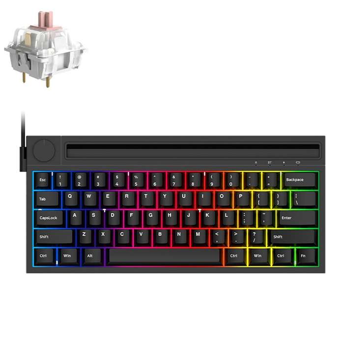 Ajazz K620T 62 Keys Bluetooth Wireless Dual Mode Mechanical Keyboard, Style: Pink Shaft (Black)