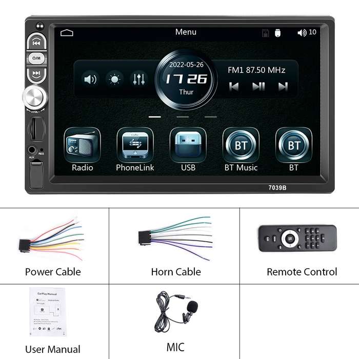 A3061 7 Inches MP5 Bluetooth Player Universal Wired CarPlay Reversing Image Integrated, Style: Stand