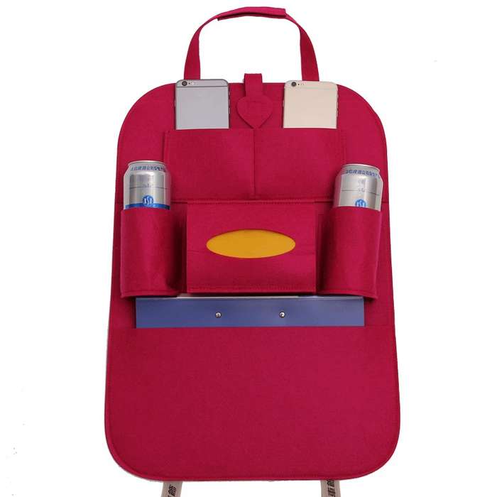 Car Multifunctional Seat Back Storage Hanging Bag, Size: 40x56cm(Rose Red)