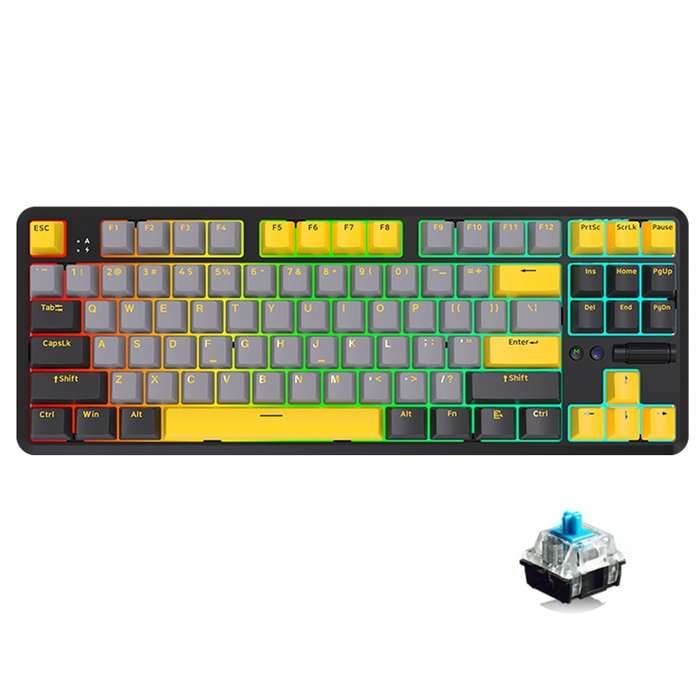 Ajazz K870T Pro 87 Keys Three Mode Wireless/Bluetooth/Wired Pluggable RGB Mechanical Keyboard Green