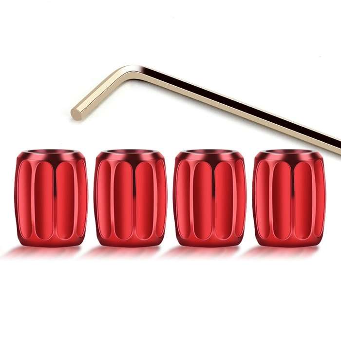 4pcs/set Metal Anti-theft Tyre Core Valve Personalised Conversion Cap, Color: Red