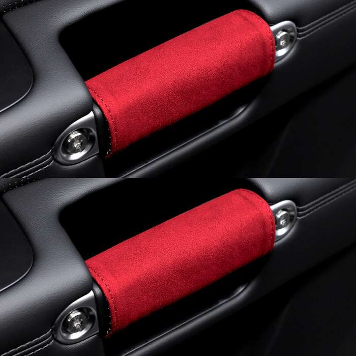 1pair Car Door Handle Decorative Anti-Scratch Cover Car Slippery Leather Inner Door Handle Protectiv