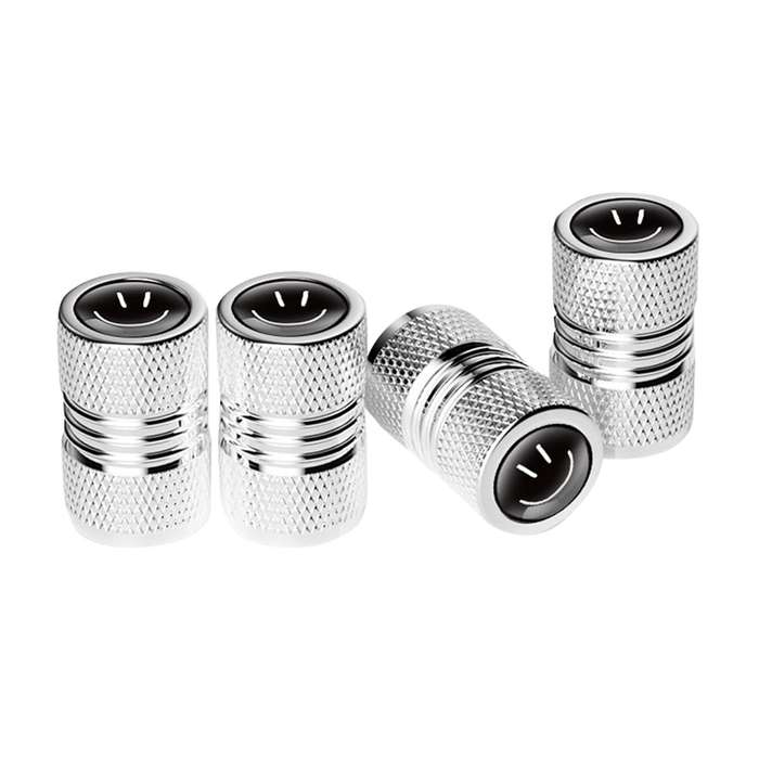 4pcs /Set Smile Metal Tire Valve Caps Automobile Modification Universal Valve Core Cover(Red)