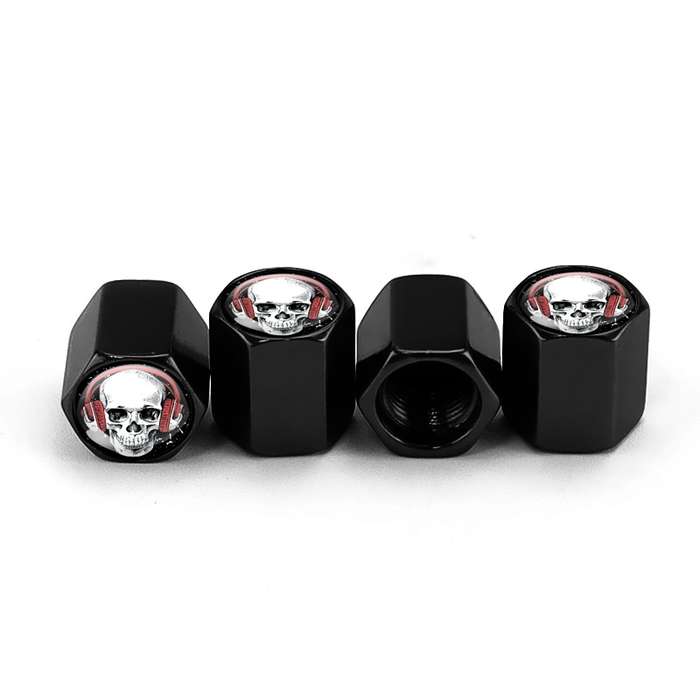 4pcs /Set Headset Skeleton Metal Tire Valve Caps Automobile Universal Modified Valve Covers(Red)
