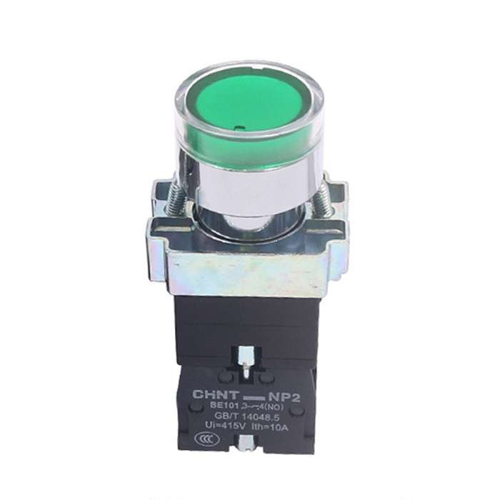 CHINT NP2-BW3363/220V 2 NO Pushbutton Switches With LED Light Silver Alloy Contact Push Button (Gree