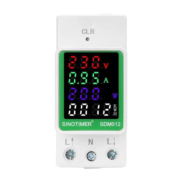 SINOTIMER DIN Rail AC Digital Display Current Voltage Power Electricity Multi-Function Tester, Model