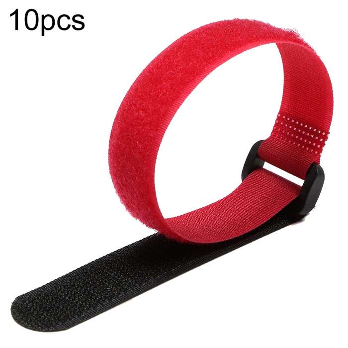 10pcs Nylon Cable Storage Snap Tape Reverse Buckle Type Fixed Packing Strap, Model: Red 20 x 200mm