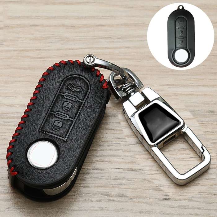 For Fiat Car Key Cover Multifunctional Keychain Anti-Lost Number Plate(B)