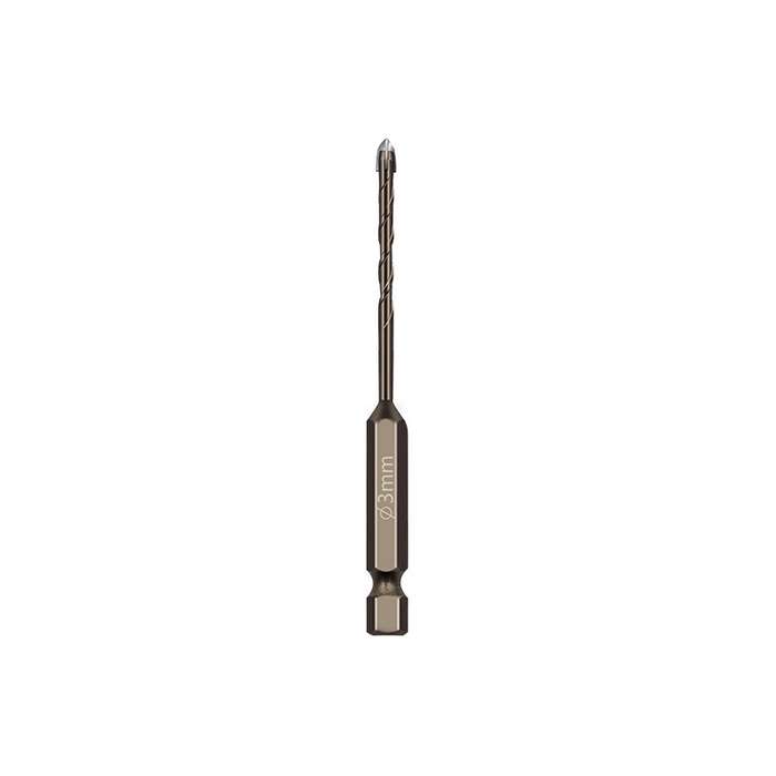 3mm Hexagonal Shank Spiral Flute Cross Alloy Drill Bits Glass Tile Four Edge Drivers