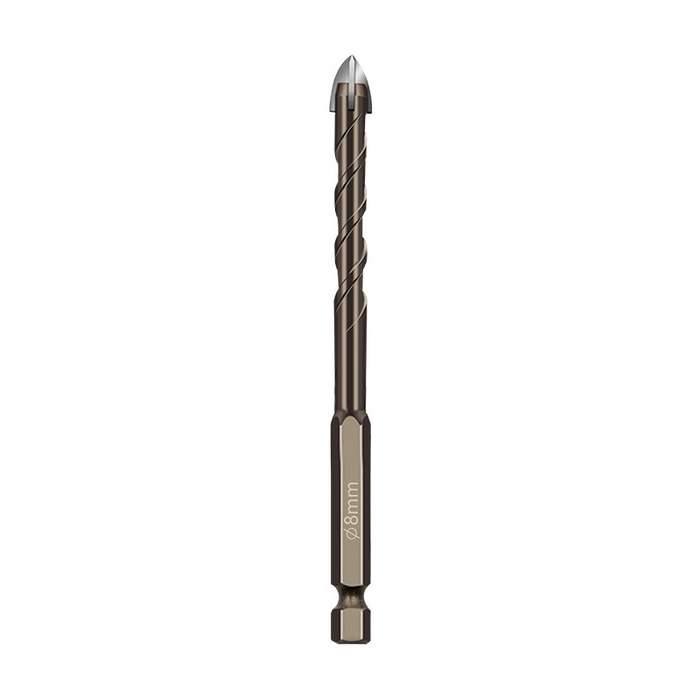 8mm Hexagonal Shank Spiral Flute Cross Alloy Drill Bits Glass Tile Four Edge Drivers