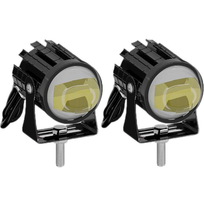 1pair 12V-85V Motorcycle Headlights Dual-color Automotive LED Working Headlights, Color: Yellow + Wh