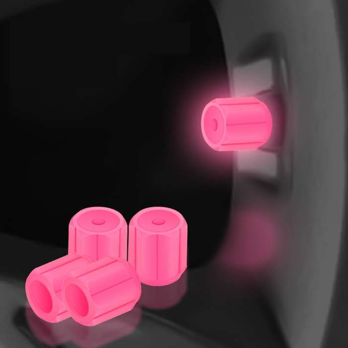 5packs Luminous Car Motorcycle Tire Valves, Color: Pink(4pcs /Set)