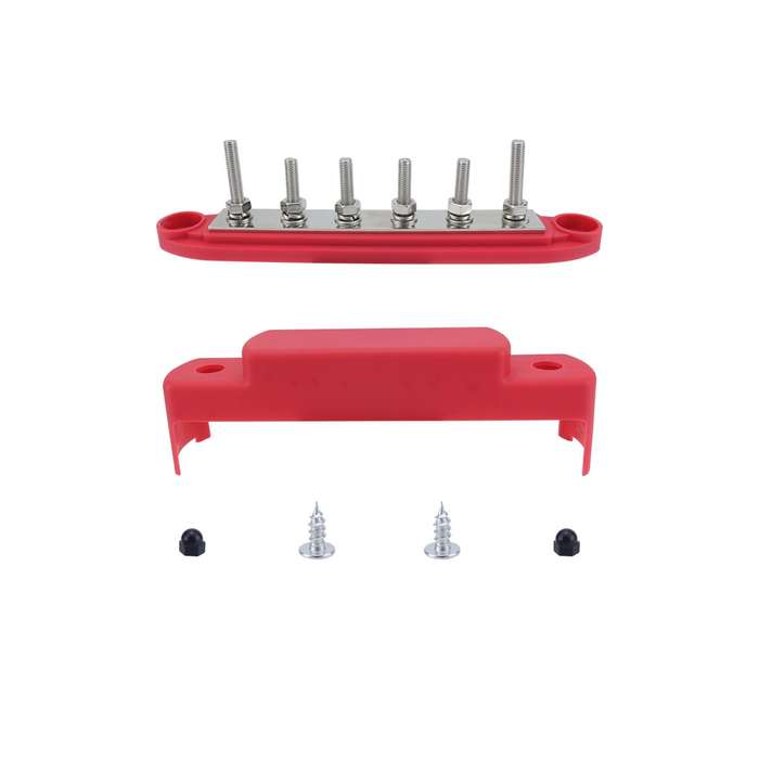M6 RV Yacht High Current 6-column 250A Base Busbar, Color: Red