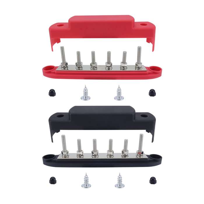 M6 RV Yacht High Current 6-column 250A Base Busbar, Color: Red + Black