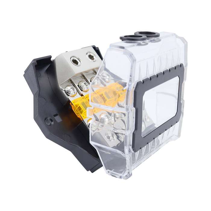 80A Car Audio Amplifier Modified Solid Brass Fuse Holder With Transparent Cover, Specifications: 4-w