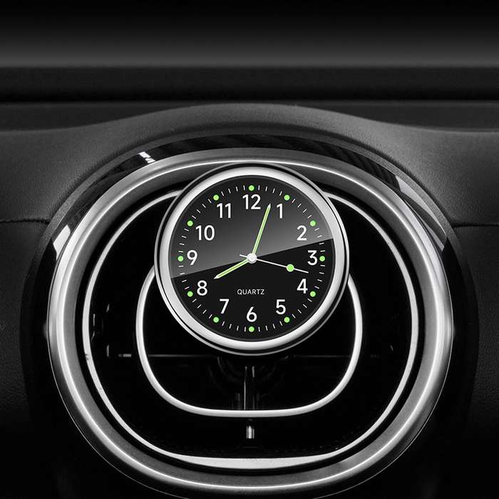 Car Digital Electronic Quartz Luminous Clock, Color: Black+Air Outlet Clip