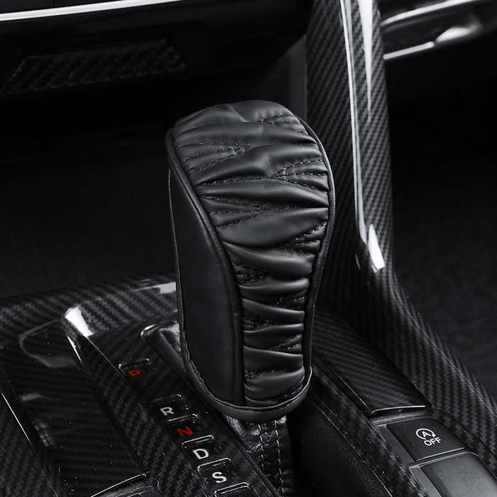 Car Universal Leather Gear Sleeve Breathable Gearshift Cover, Style: Manual Gear Black