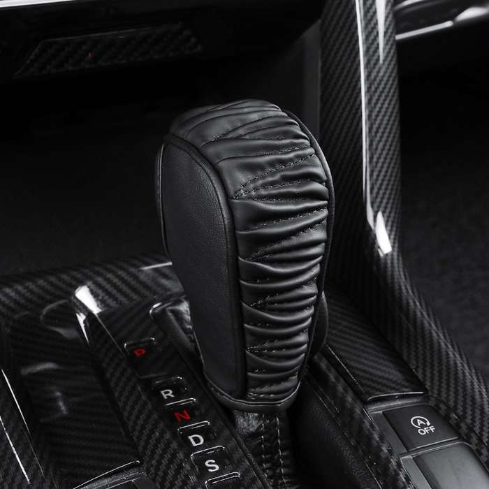 Car Universal Leather Gear Sleeve Breathable Gearshift Cover, Style: Automatic Gear Black