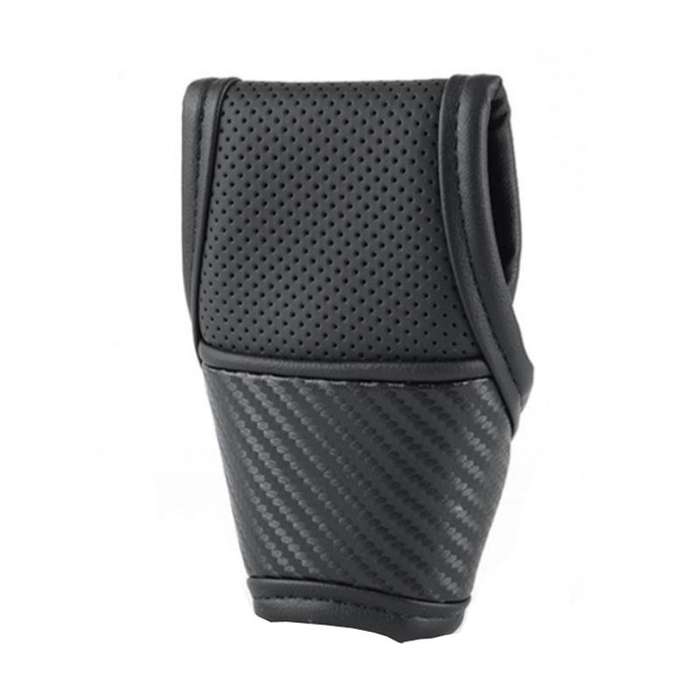 Car Automatic Universal Perforated Breathable Cowhide Side Opening Shift Cover, Style: B-Black