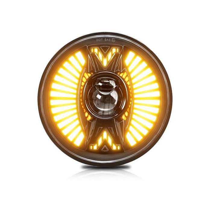 7 Inch Round Lens With Tangent Fan-Shaped Angel Eye Headlights(H4)