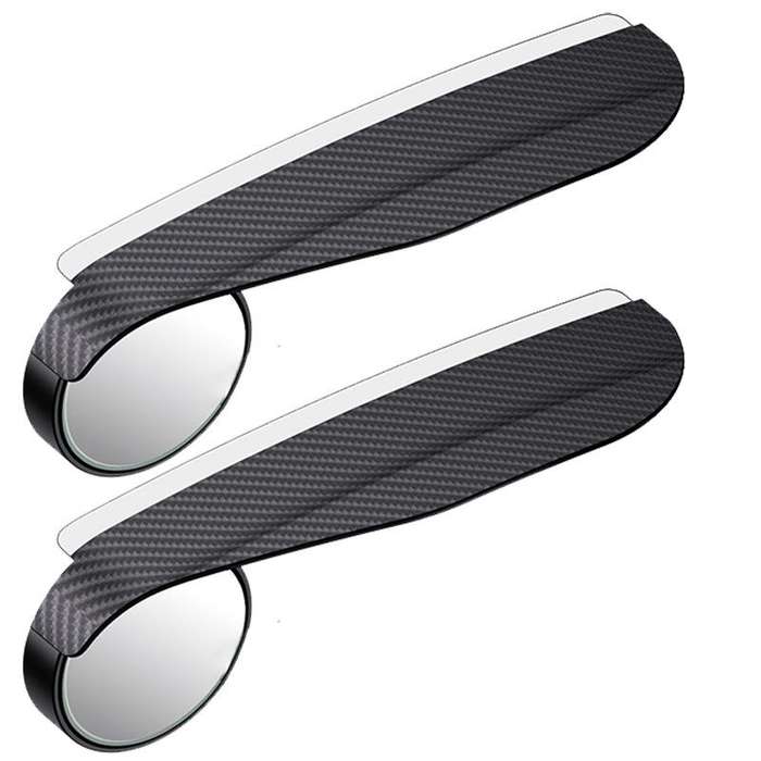 2pcs / Set Car Mirror Reversing Shield Rain Brow 2 In 1 Carbon Fiber Reflective Auxiliary Mirror Cov