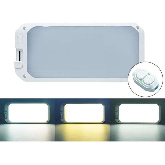 12-30V RV Light 198 LEDs 3-Color Temperature Dimmable Roof Light, Color: Yellow White Light With Rem