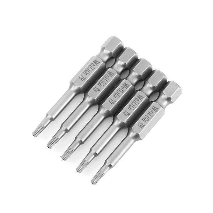 WEILIGU 5pcs 75mm T9 Magnetic S2 Pneumatic Air Bit Electric Drill Plum Blossom Head With Center Hole