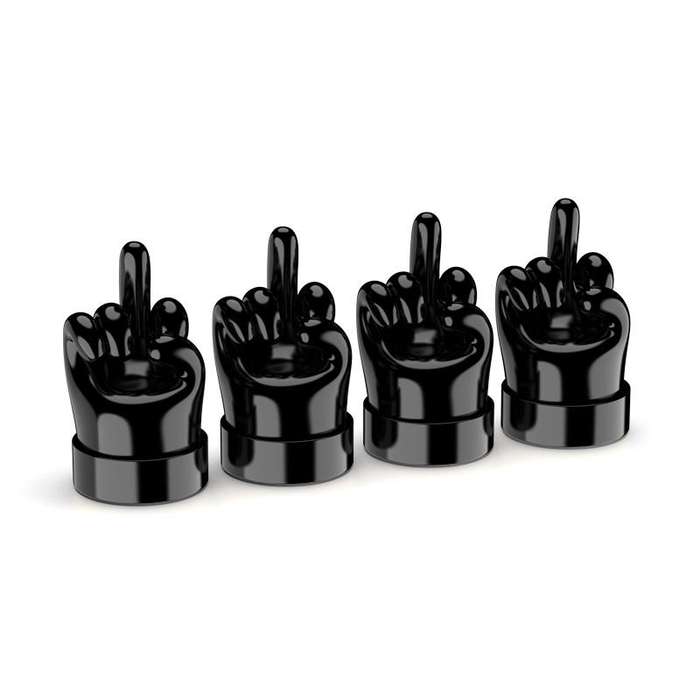 4pcs /Set Car Gesture Valve Tire Decorative Rubber Cap, Color: Black Middle Finger