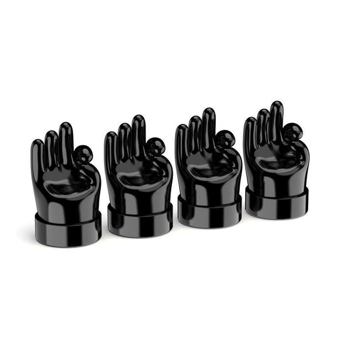 4pcs /Set Car Gesture Valve Tire Decorative Rubber Cap, Color: Black OK