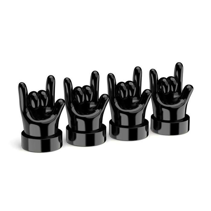 4pcs /Set Car Gesture Valve Tire Decorative Rubber Cap, Color: Black Rock