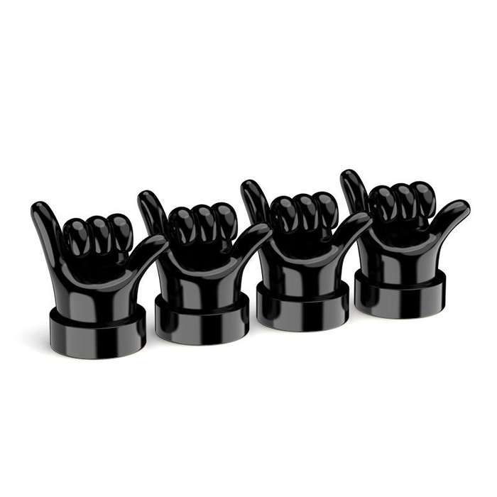 4pcs /Set Car Gesture Valve Tire Decorative Rubber Cap, Color: Black Six