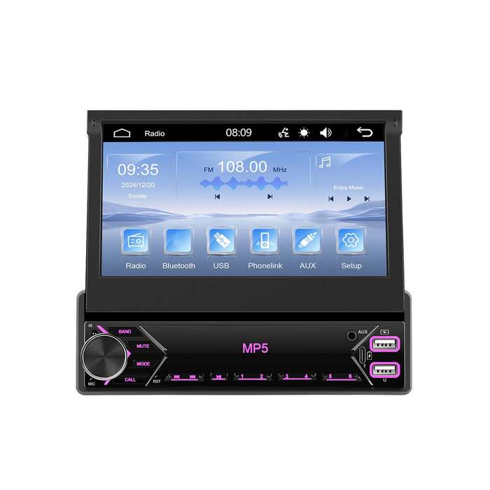 7 inch Universal Manual Retractable Screen Car MP5 Player Car Center Control All-in-One Wired Carpla