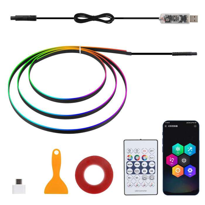 3 Control App Remote Control Colorful Car Interior Ambient Lighting Modified LED Acrylic USB Car Amb