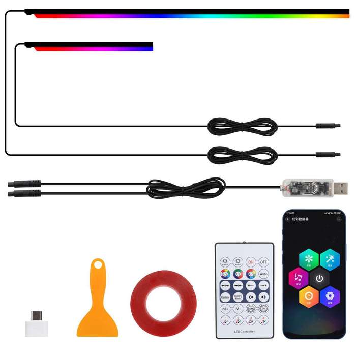 3 Control App Remote Control Colorful Car Interior Ambient Lighting Modified LED Acrylic USB Car Amb