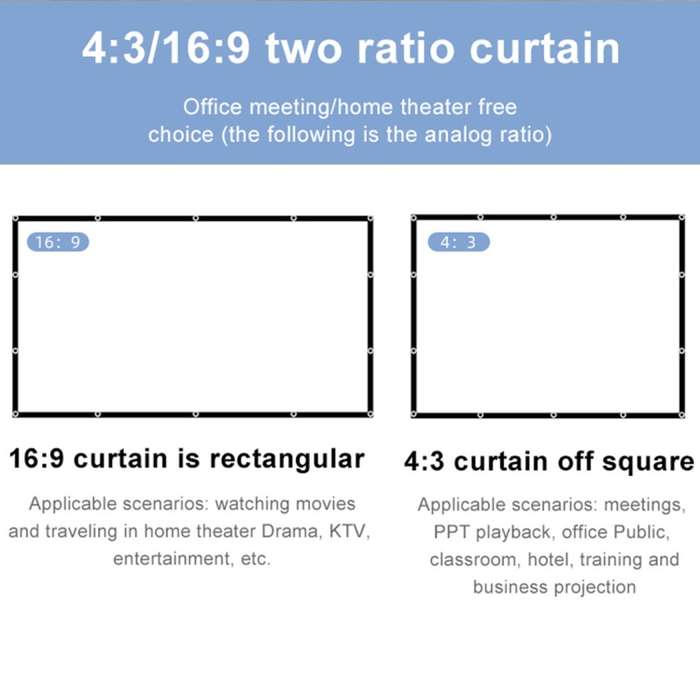 Folding Milk Silk Polyester Projector Film Curtain, Size:60 inch (16:9) Projection Area: 133 x 75cm