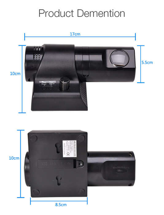 Loskii HC-27 180 Degree Rotation Dual Dial Plate LED Display Remote Control Wall Projection Clock